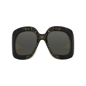 Gucci Shield-Frame Acetate Sunglasses Black Womens